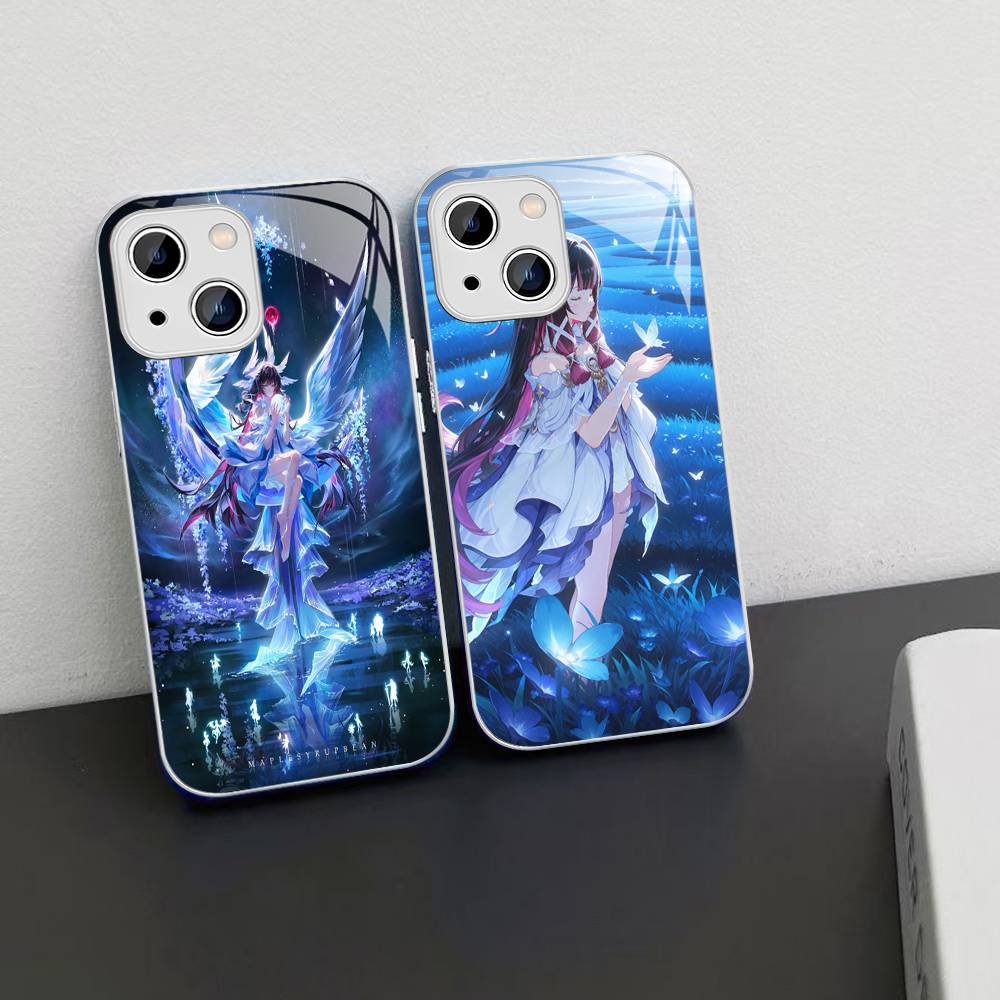 Genshin Impact Коломбина Для iPhone 14 13 12 Mini 11 Pro XS Max X XR 14 Plus Закаленное Стекло Чехол