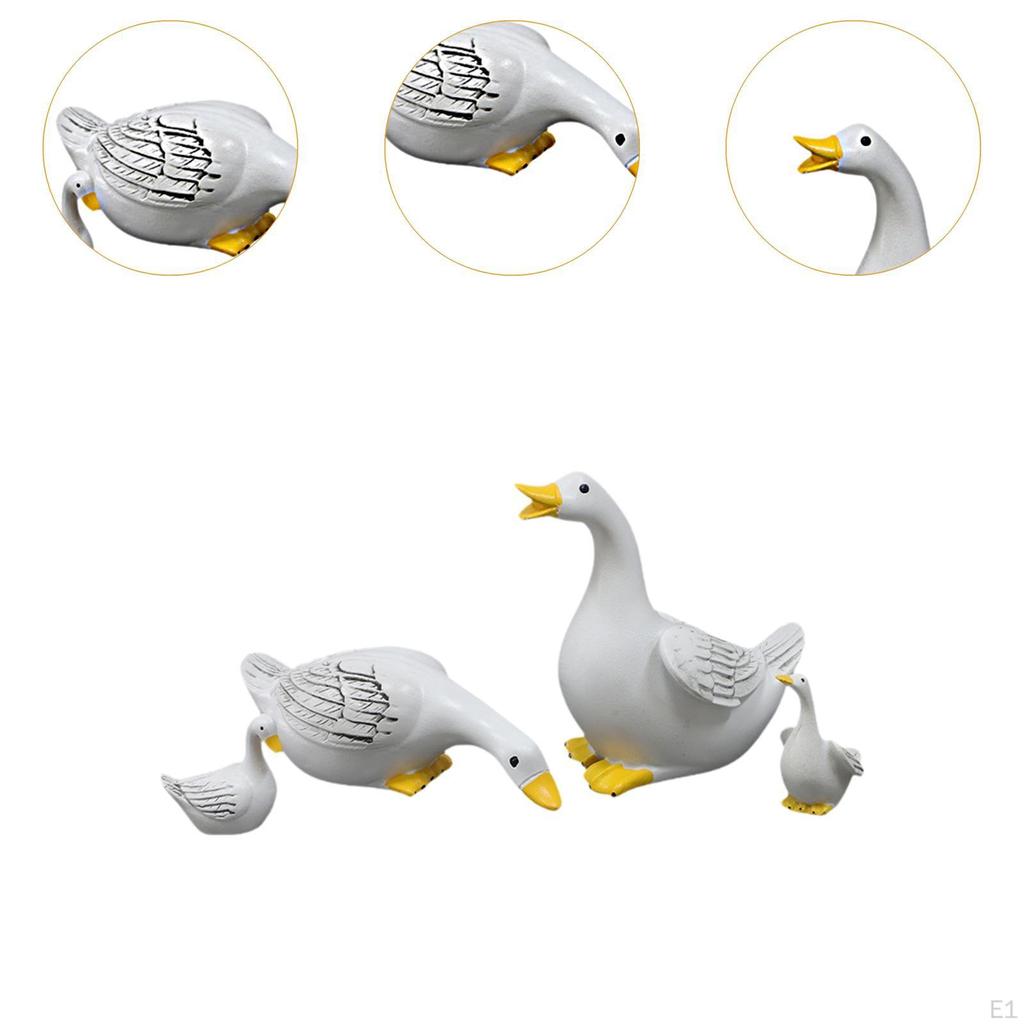 4x Садовые Статуэтки Утиной Семьи, Фигурки из Смолы, Входная Скульптура Животного, Украшение Газона для Полки