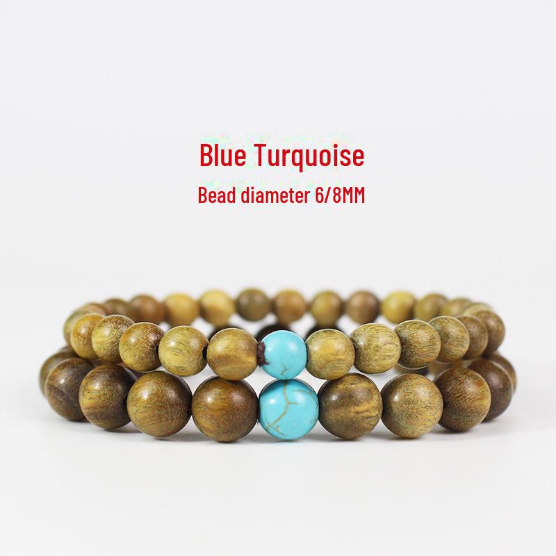 Простой браслет из зеленого сандалового дерева: Унисекс, один круг в ретро-этническом стиле с натуральным ароматом, небольшого размера для студентов и пар