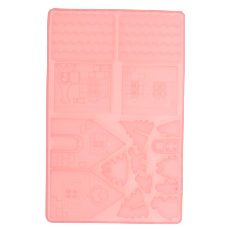 1Pc Building Block Christmas House Chocolate Mold Silicone Mould Gingerbread House Cookie Mold Cake Fudge Christmas Decoration
