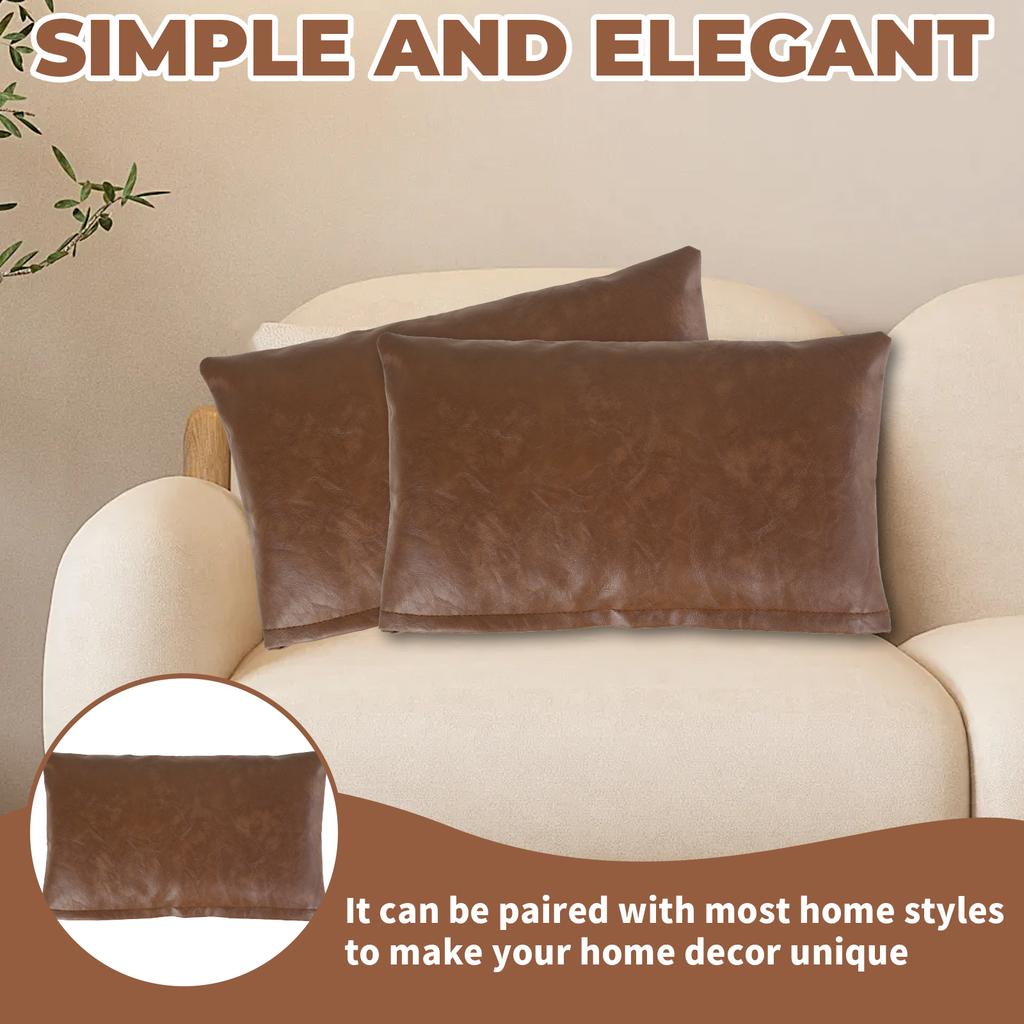 2Pcs Faux Leather Throw Pillow Cover Square/Rectangle Sofa Cushion Case with Hidden Zipper PU Leather Pillow Case Decorative