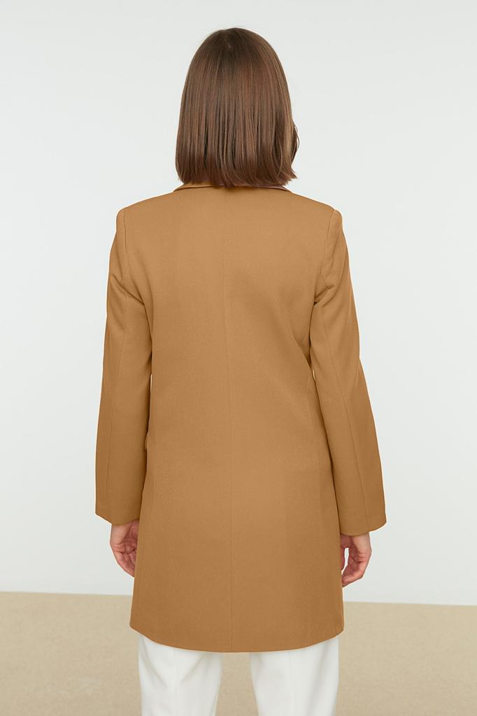 Women's Fashion New Hijab Jacket Black Double Button Pocket Detailed Lined Blazer Woven Jacket