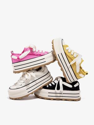 Женские парусиновые кроссовки 5 см платформа уличная обувь на шнуровке удобная спортивная обувь высокое качество кроссовки Tenis 36-43