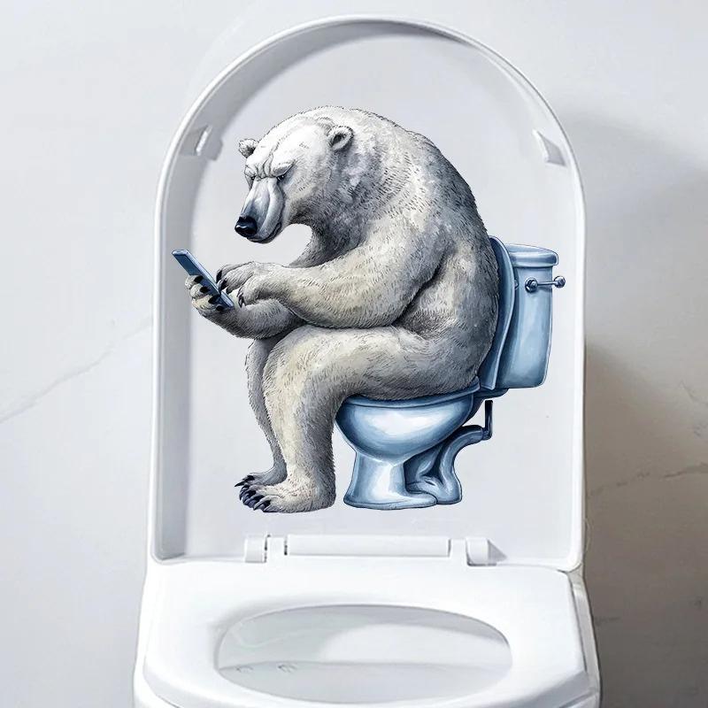 Забавные животные ПВХ наклейки на сиденье унитаза Обезьяна Зебра Жираф Декали Водонепроницаемый декор для стен и дверей ванной комнаты Креативные съемные наклейки