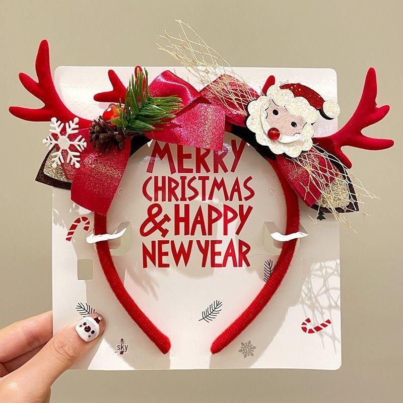Christmas Elk Antler Headband - Festive Forest-Style Photo Prop for Adults