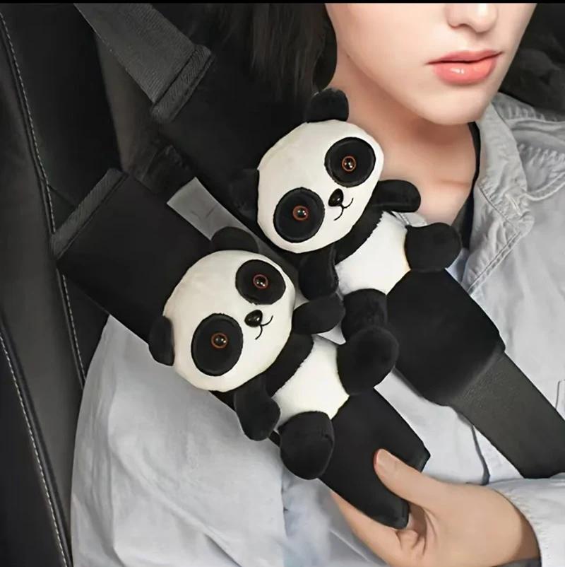 2025 Универсальные милые аксессуары панда Чехол на ремень безопасности автомобиля Кукла Защита на ремень безопасности авто Наплечник Интерьер Женщина id4