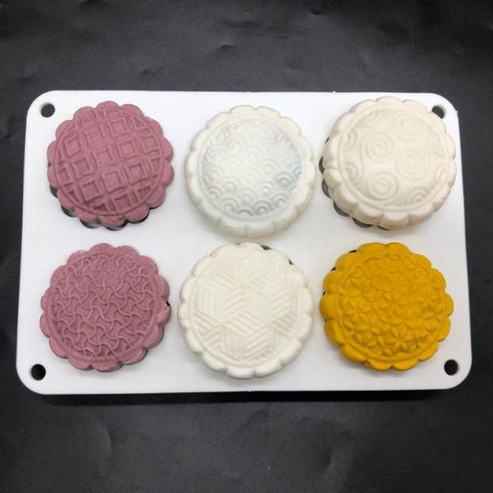 Chinese Style 6 Holes Mooncake Mold 3D Mung Bean Mold Creative Cookie Mold Baking Tool