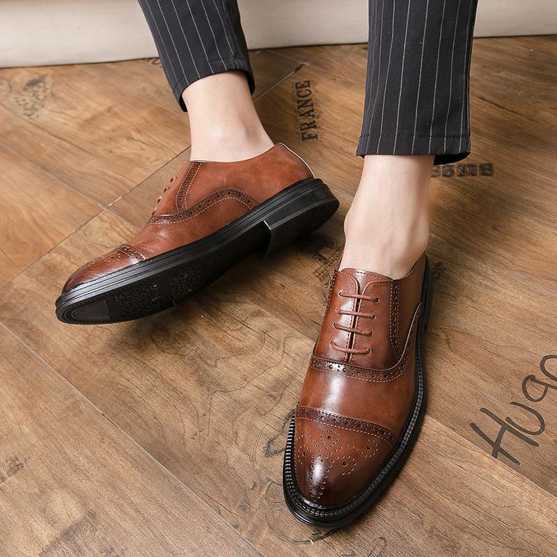 Amazon British Block Деловое платье Мужские кожаные туфли Мужские кожаные туфли Деловое платье Дышащие