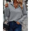 Women's Autumn Stand-up Collar Zipper Long-sleeved Sports Shirt with Comfortable Loose-fitting Casual Pullover Top