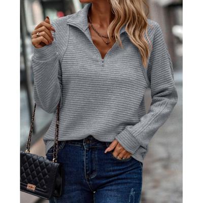 Женская осенняя спортивная рубашка с воротником-стойкой на молнии, с длинным рукавом, удобный пуловер в стиле кэжуал свободного кроя