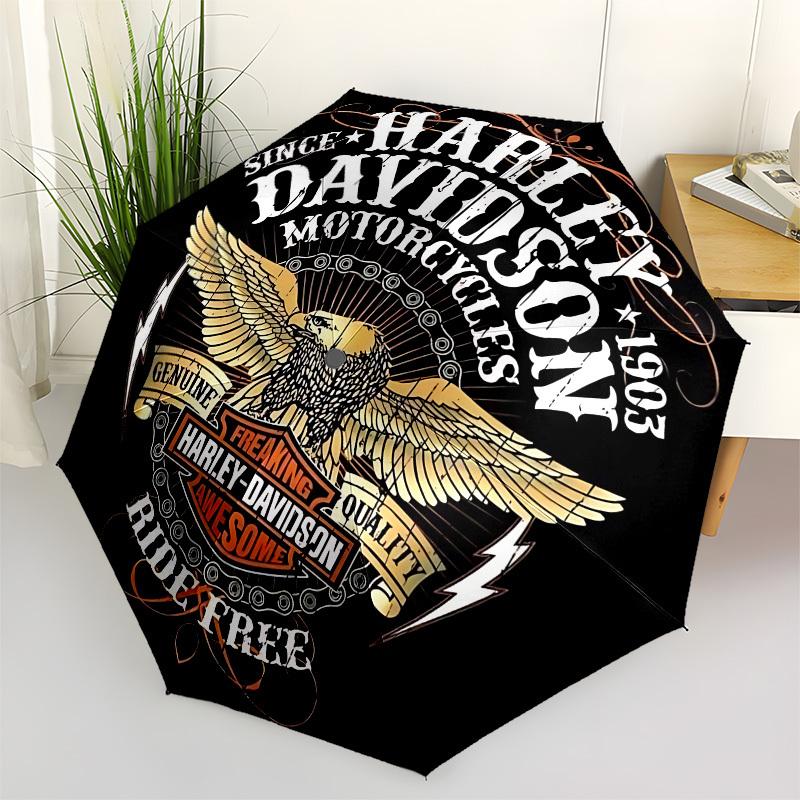 1 шт. Авто-милый зонт Harley Davidson | Портативный складной, 8 ребер, ручное открытие, милый Хэллоуинский и Рождественский подарок для улицы, повседневный аксессуар, прочный C