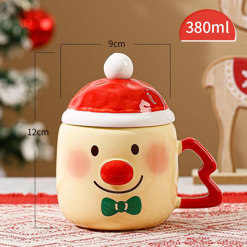 Creative High-Value Christmas Ceramic Cup With Lid Household Cute Couple Gift Water Cup Souvenir