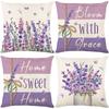 Новая весенняя серия чехлов для подушек лавандового цвета из полиэстера с принтом, декоративная подушка для дивана в гостиной