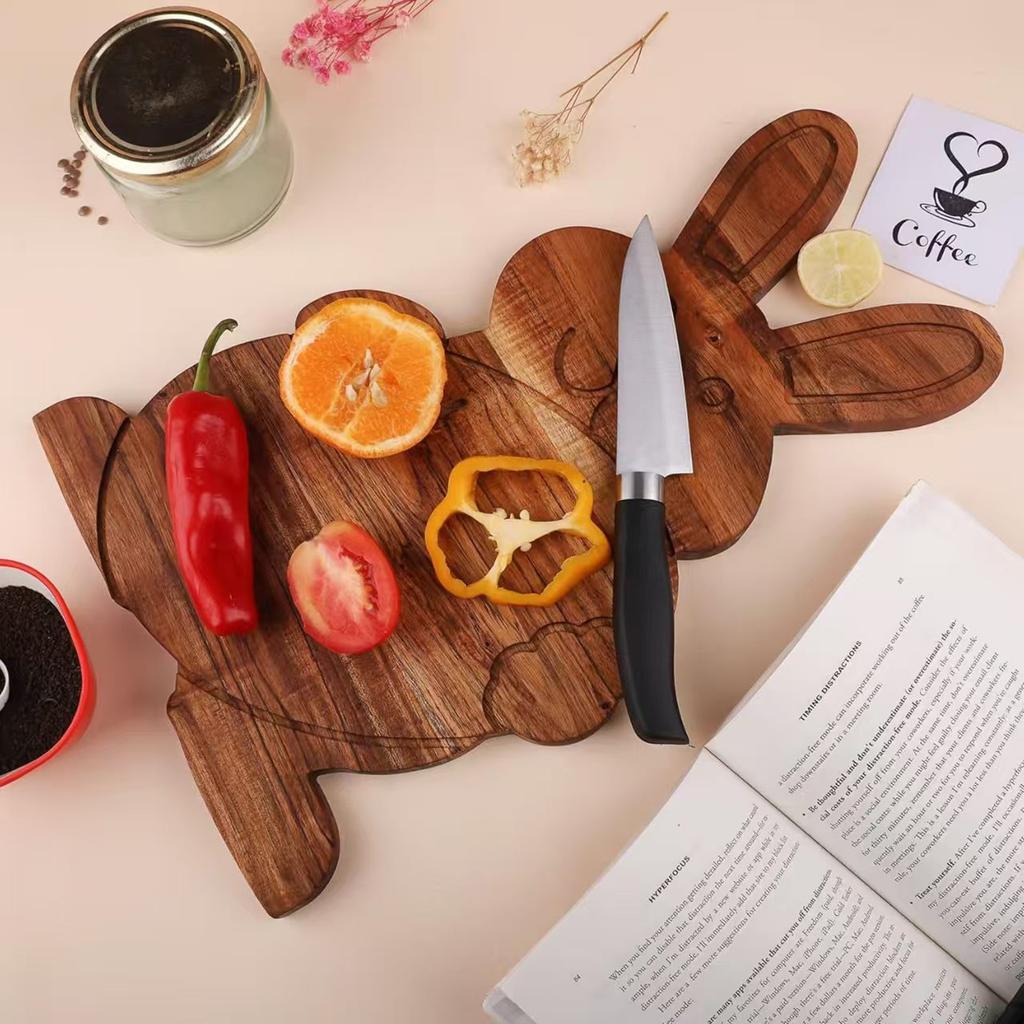 Shaped Wooden Plate Kitchen Wooden Cutting Board Wooden Cooked Food Board Cheese And Food Plate Suitable For Easter Or Spring Decoration