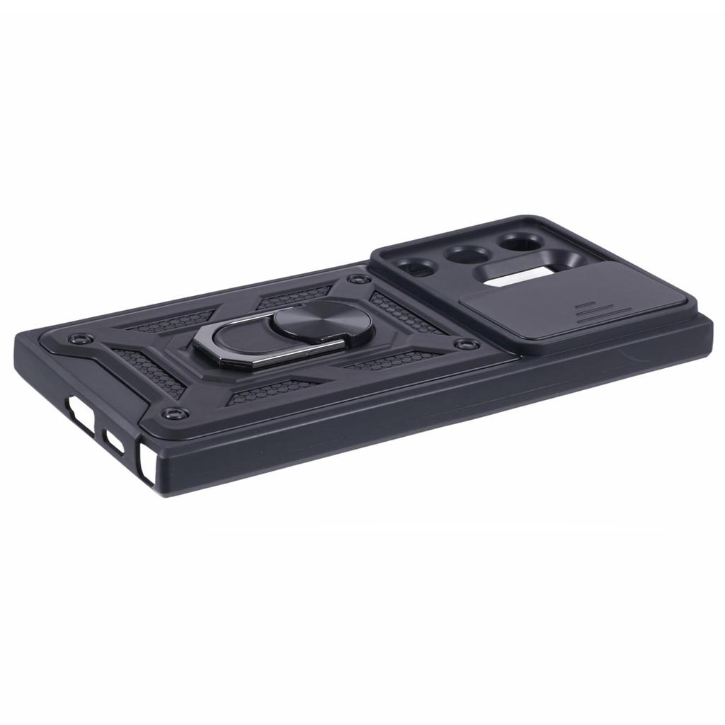 Для Samsung Galaxy S24 Ultra Чехол-подставка с защитой линз и выдвижным объективом