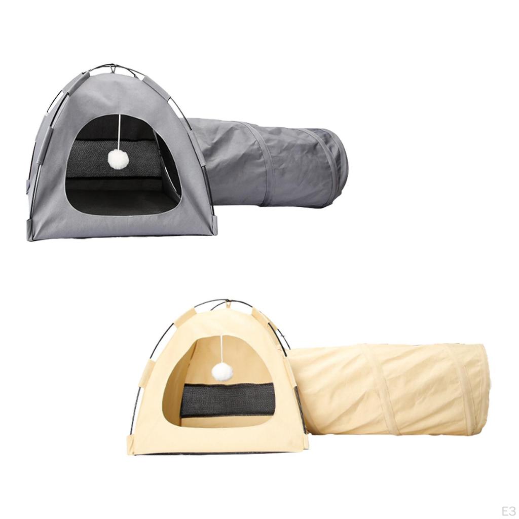 Cat Tent Tunnel Anti Slip Ventilated with Play Ball Portable Hideaway for Indoor Outdoor Small