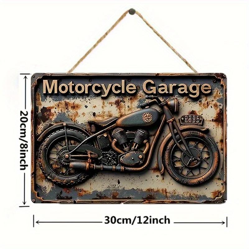 2D Flat Wooden Sign 30*20cm Vintage Motorcycle Garage Wooden Sign, Square Wall Decor for Home, Bar, Restaurant & Living Room, Decorative Sign Wall