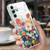Чехол с принтом белых цветов для Samsung A57 S26 Ultra A37 A17 A56 A36 A26 A16 A55 A35 A25 A15 A54 5G S21 FE S22 S23 S24 S25 Plus Прозрачный мягкий чехол из ТПУ