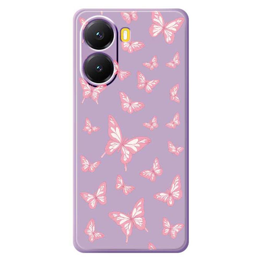 For Xiaomi Redmi Turbo 4 5G/Poco X7 Pro 5G Case Pink Butterflies Pattern Printing Straight Edge TPU Phone Back Cover