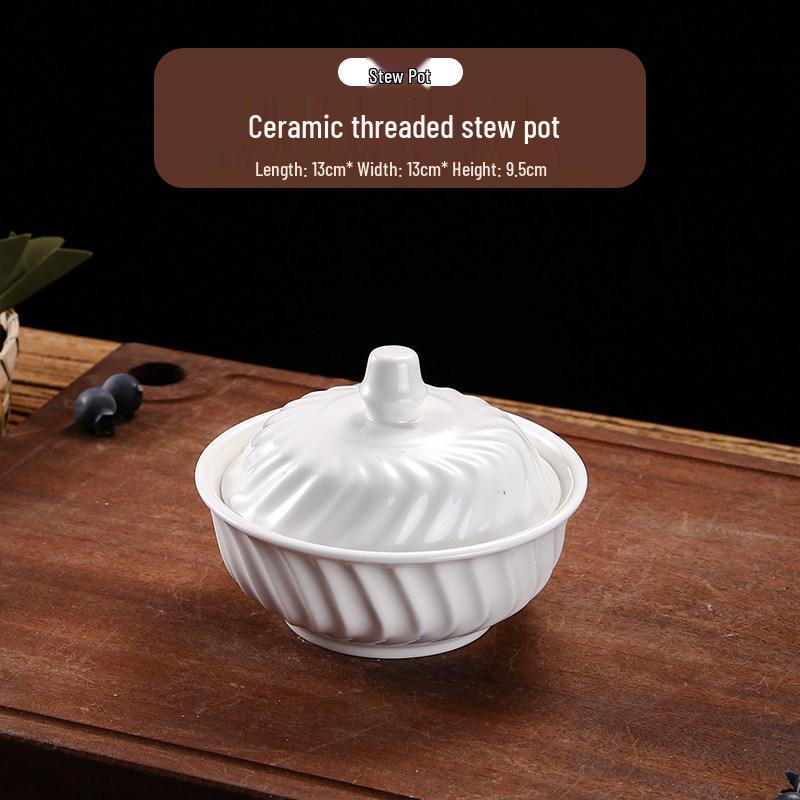 Ceramic Double Boiler Stew Pot with Lid for Soup, Bird's Nest, and Steamed Eggs