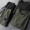 Summer Large Size Casual Stretchy Pleats Shirt and Trousers 2 Pcs Tracksuit