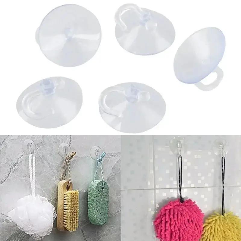 New 5Pcs Concise Design Transparent Wall Hooks Suitable Bathroom Towel Hanger Hooks Super Strong Suction Cup Window Hooks