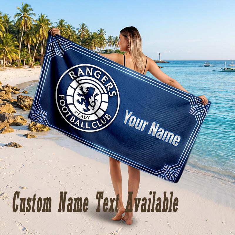 Rangers FC Design Beach Towel Custom Text Large Towel for Beach Vacation