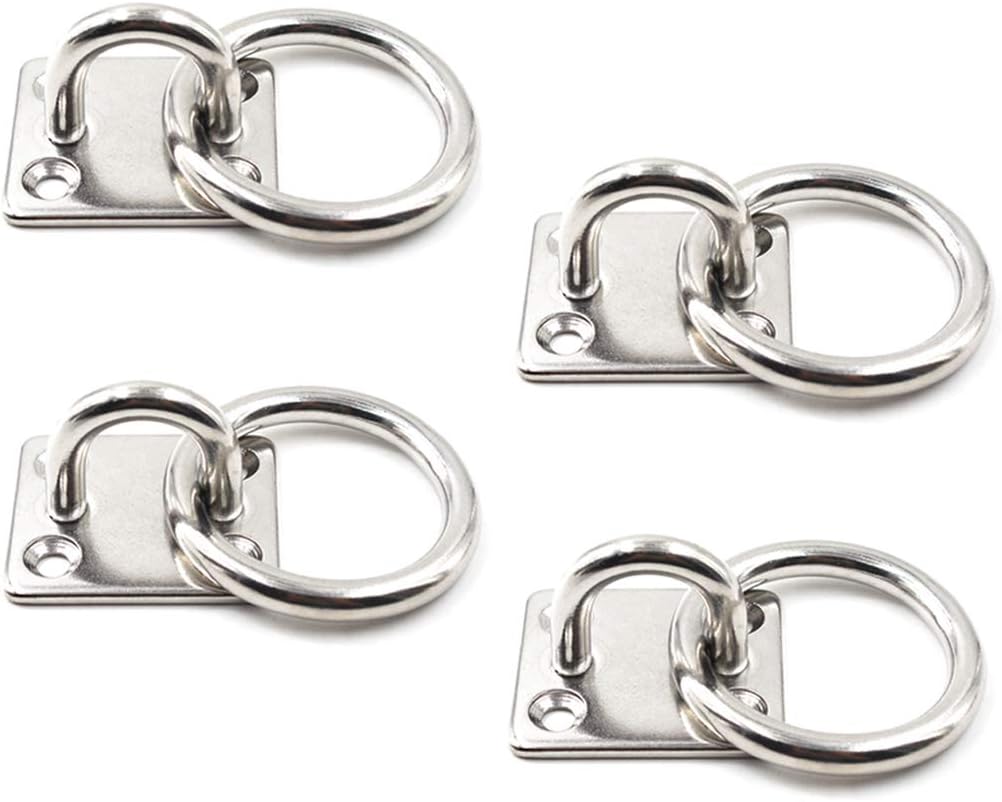 Квадратная проушина из нержавеющей стали 304 – 5/16" (8мм) Крепление-якорь для йога-гамаков, лодочной оснастки, палубного оборудования – Варианты в упаковках по 2/3/4 шт.