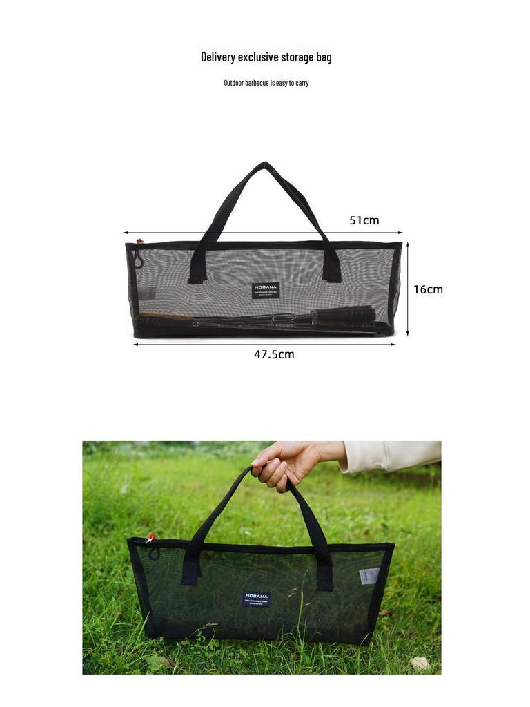 Korean Portable Outdoor BBQ Skewer Set: Stainless Steel U-Shaped Wooden Handle, 7-Piece.