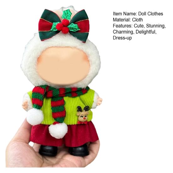 Christmas Costume Set 17cm Doll Outfit Santa Claus Clothes Santa Hat Dress Accessories Cute Dress Up Costume Set for Xmas Holiday Winter Gifts