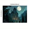 Gothic mansion night scene backdrop fabric, Halloween decorations, mysterious scenery, detailed artworks
