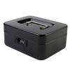 Indian Factory Metal Cash Box with Combination Lock, Money and Coin Organizer for Shop, Office and Home, Black, 16D x 19.8W x 9H Centimeters