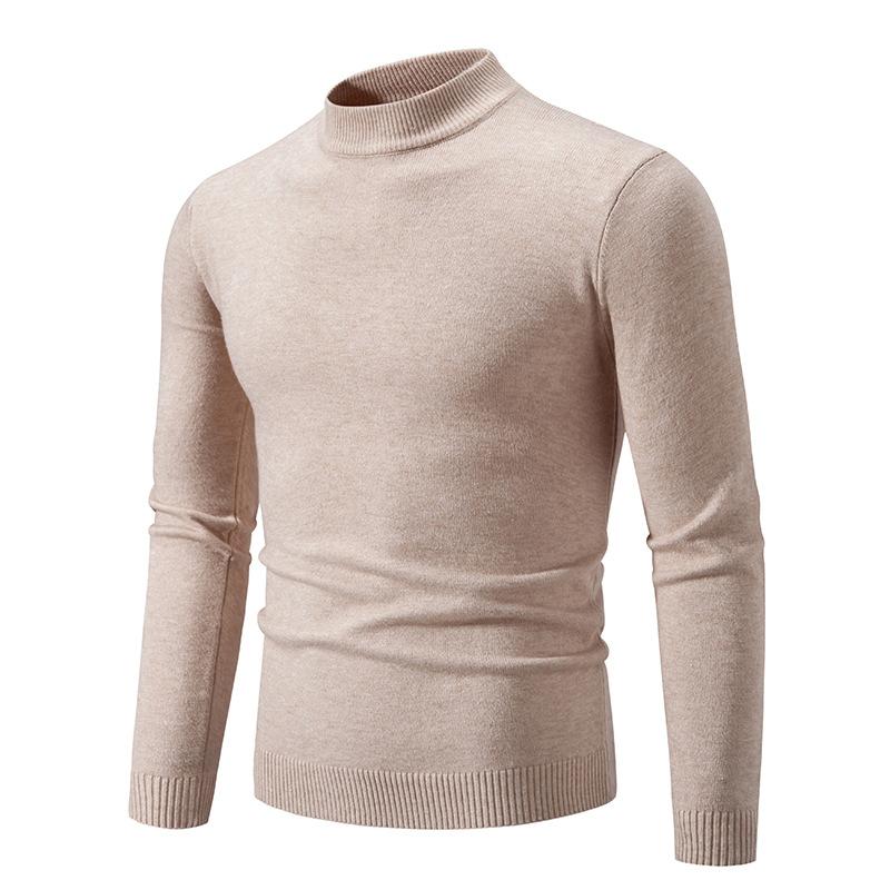 New Autumn And Winter Men'S Semi-Turtleneck Casual Knitted Slim-Fit Solid-Color Sweater Men'S Bottoming Shirt