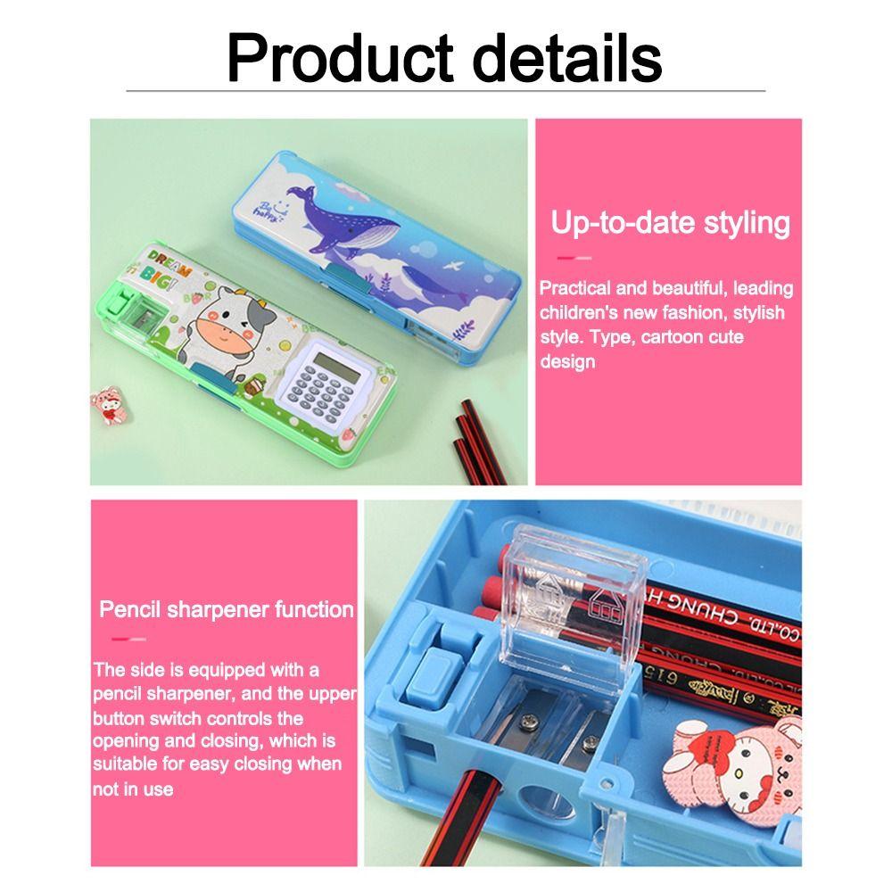 With Calculator Pencil Box Pencil Sharpener Stationery Organizer Pencil Case Students Gift