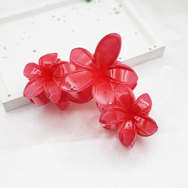 Стильная летняя пластиковая заколка-краб для волос с франжипани