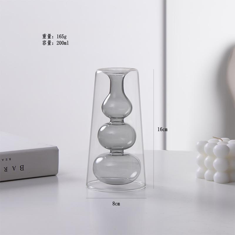 Красочная двухслойная стеклянная ваза, Декоративная ваза Стеклянная ваза Цветочный горшок Домашний Офис Обеденный стол Декор