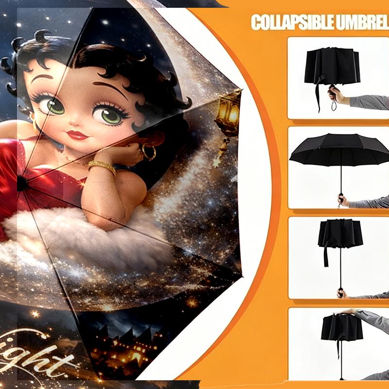 Betty Boop Print Umbrella Automatic Opening/ Closing - Portable Foldable Design - Daily use for Travel/Outdoor - Gift for Birthday