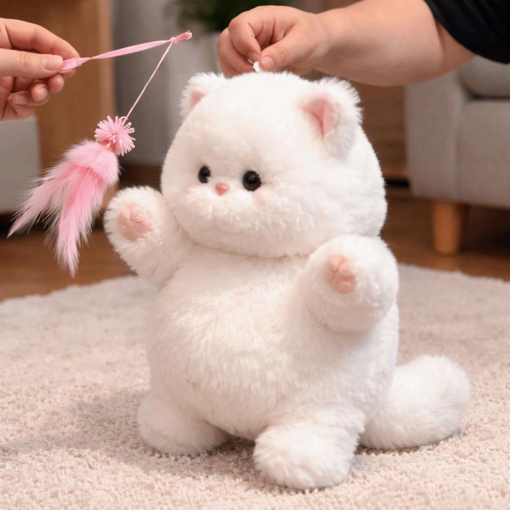 Chubby Shape White Cat Plush Toy Soft Toys Cat Doll Ideal Gift Stuffed Animal Home Decor