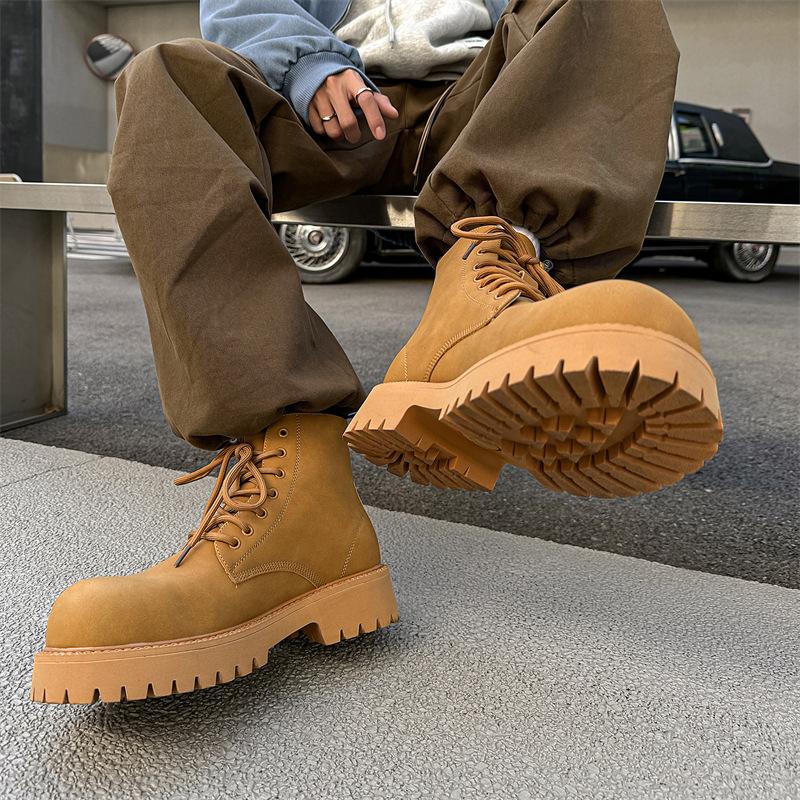 Ботинки Chelsea Martin в британском стиле, увеличивающие высоту локомотивных сапог, осенне-зимние высокие бархатные зимние сапоги на толстой подошве 8266-J