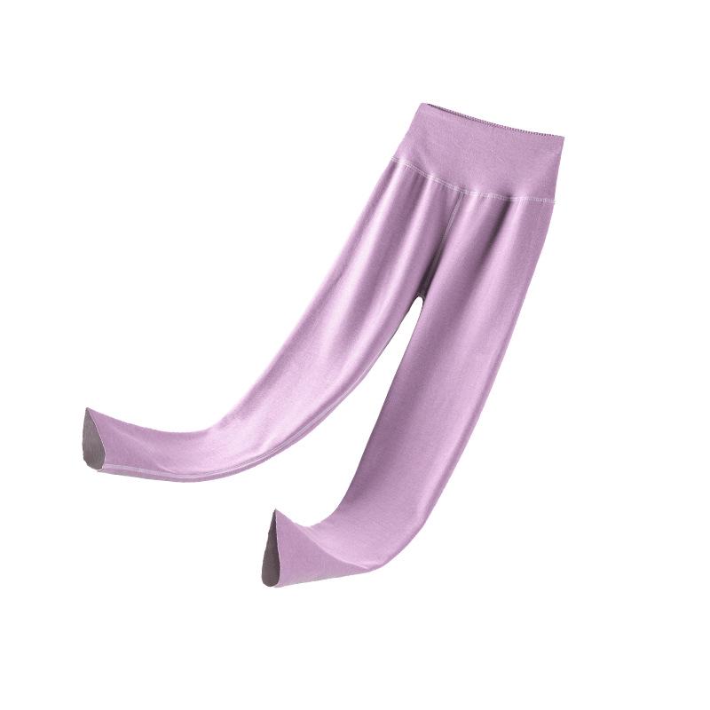 Женские шелковые термолеггинсы с высокой талией – брюки из шерсти и хлопка с бархатной подкладкой для осени и зимы