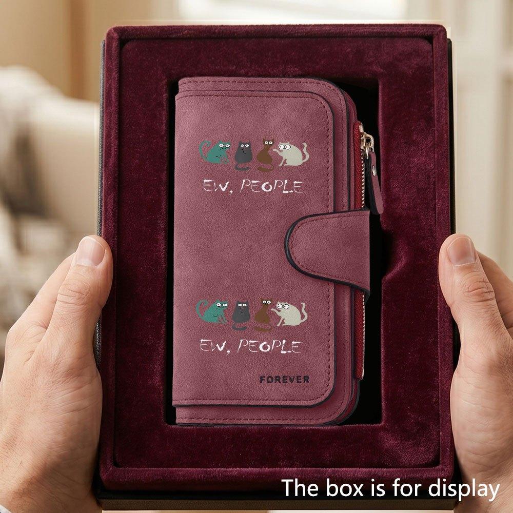 Unique cartoon cat men's large capacity wallet with business card slot and cash pocket suitable for formal occasions and office use perfect gift for