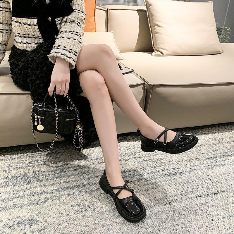 2025 весна, лето и осень новая одинарная обувь женская Мэри Джейн маленькие кожаные туфли женские летние французские ретро на толстой подошве в сочетании цветов на толстом каблуке