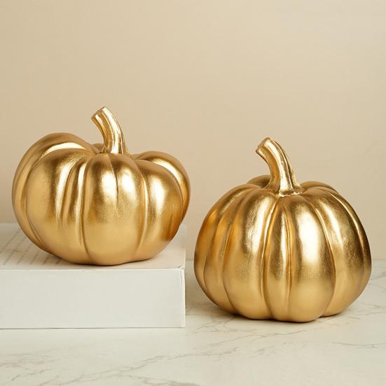 Halloween Pumpkin Ornament Fine Workmanship Hand-painted Pumpkin Art Piece Autumn Seasonal Home Decor