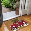 Christmas Doormat Car Pattern Welcome Mat Non Slip Washable Winter Backing Carpet Entrance Rug Home Party Christmas Decoration