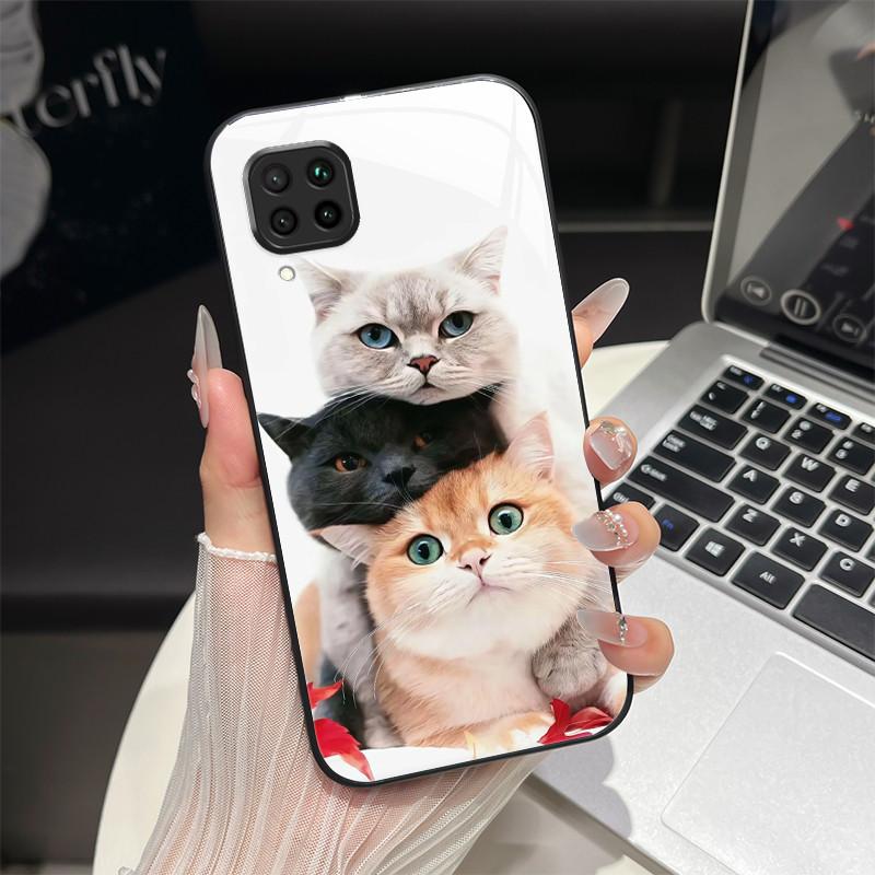 For Huawei P40 Lite Phone Case JNY-LX2 JNY-LX1 Trendy Fantasy Design Tempered Glass Bumper For Huawei Nova 7i 6 SE Back Coversse