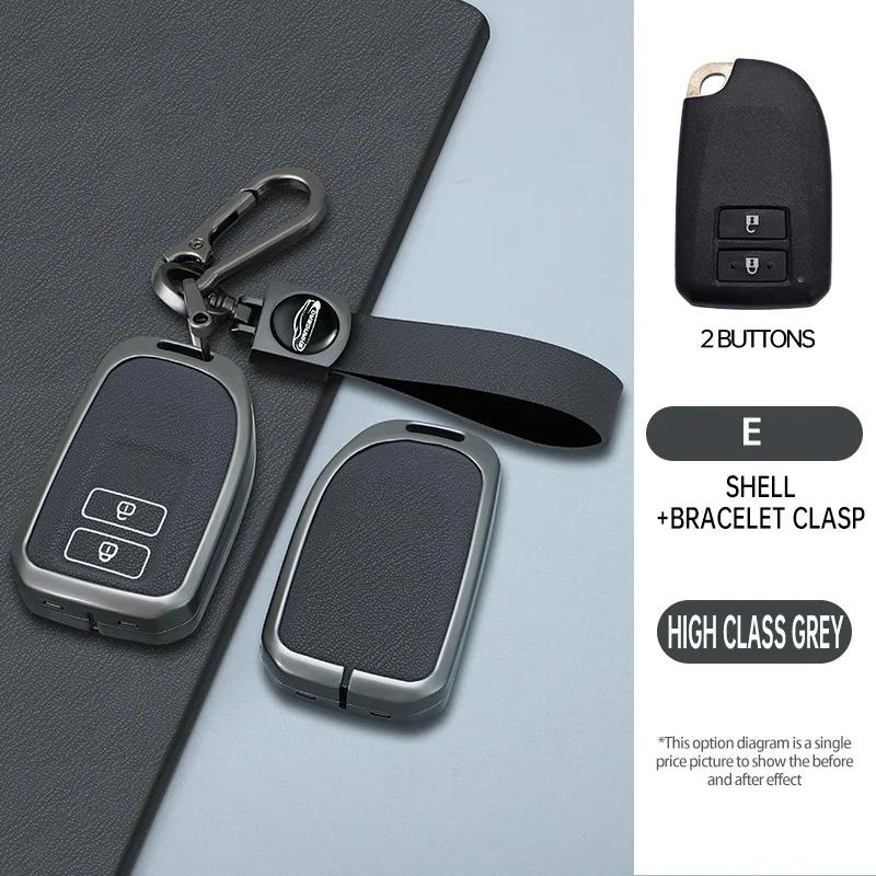 Stylish Zinc Alloy + Leather 2 3 Button Car Key Case for S0 Prado Yaris Vios Previa Protective Case Keyless Car Accessories JH0