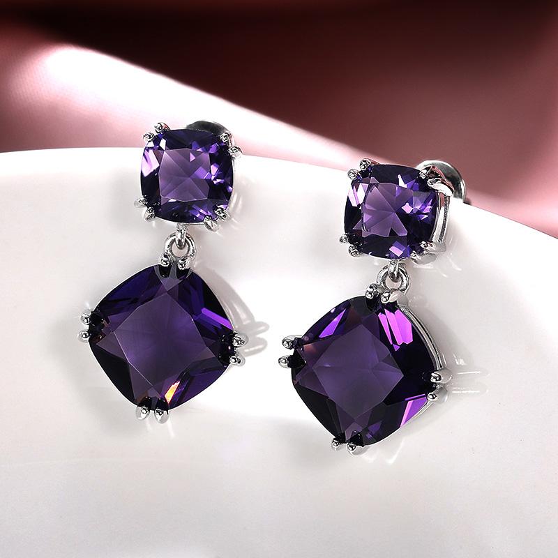 Huitan Unique Purple CZ женские висячие серьги для вечеринок, индивидуальные женские аксессуары, подарок на годовщину Дня святого Валентина, модные ювелирные изделия
