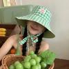 Двусторонняя клетчатая шляпа с широкими краями и шнуровкой, летняя универсальная солнцезащитная кепка для отдыха на открытом воздухе, милые контрастные цветные кепки в клетку для женщин
