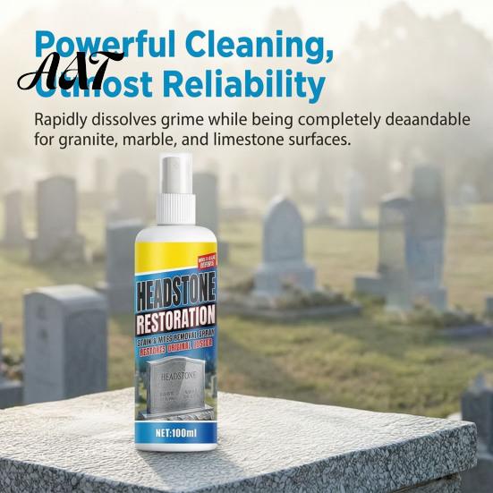 Granite Tombstone Spray Headstone Restoration And Cleaning Spray, Monument Cleaner for Natural Stone Marble Cemetery Memorials, Gentle Care