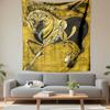 Art Deco Golden Horse Tapestry Wall Hanging, Vintage Ornamental Horse Art, Elegant Wall Decor for Bedroom Living Room